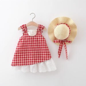 Hem Lace Plaid Dress