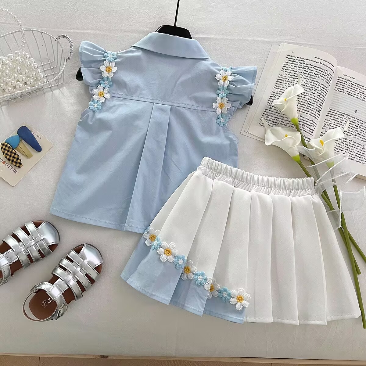 Flower Shirt Pleated Skirt - Image 2