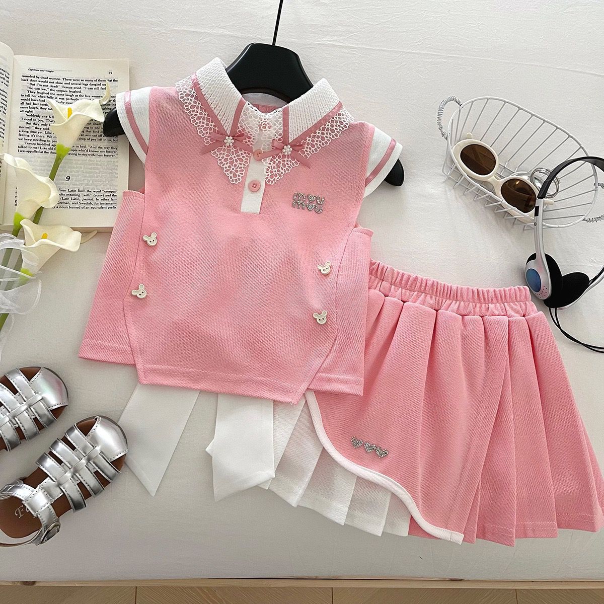 Big Bow Top Pleated Skirt