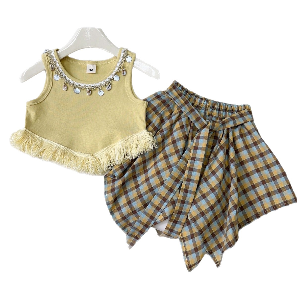 Top Irregular Plaid Skirt Pant - Image 9