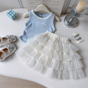 Lace Neck Top Tulle Skirt