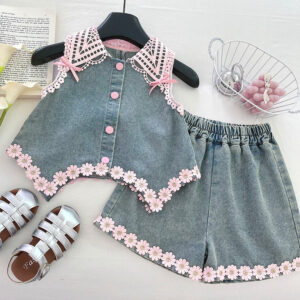 Lace Denim Vest Top Shorts