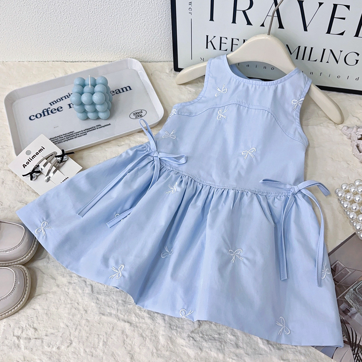 Embroidered Bow Dress
