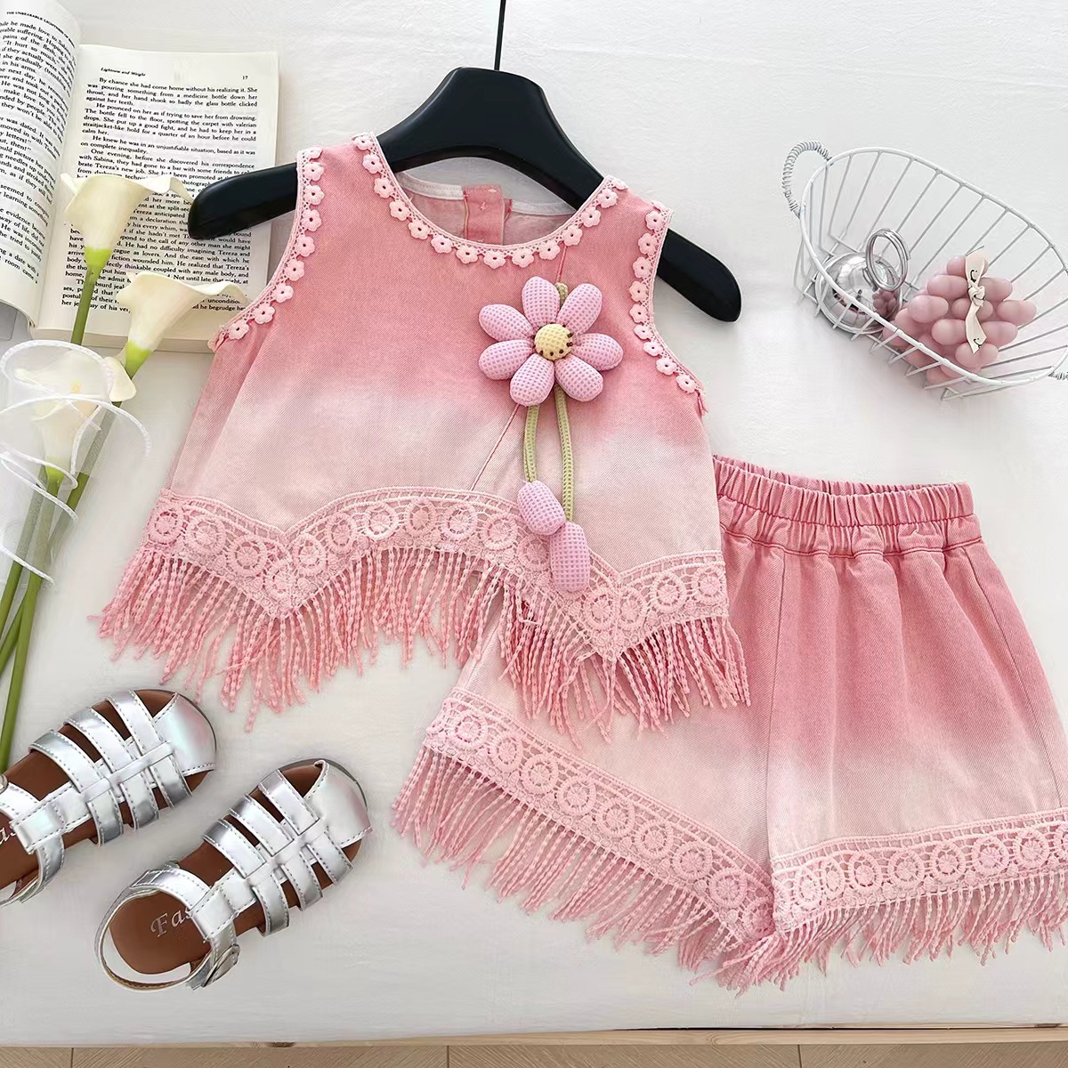 Denim Shorts Two-Piece Set