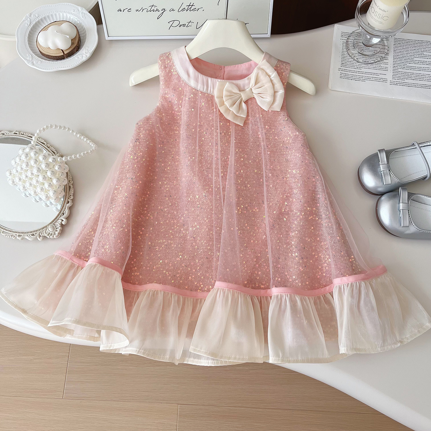 Sleeveless Bow Mesh dress