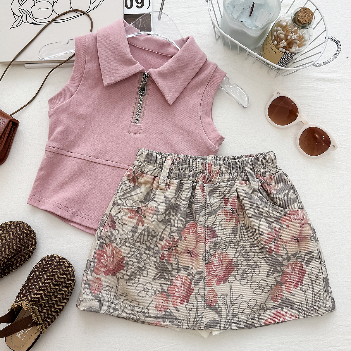 Sleeveless Top Printed Skirt