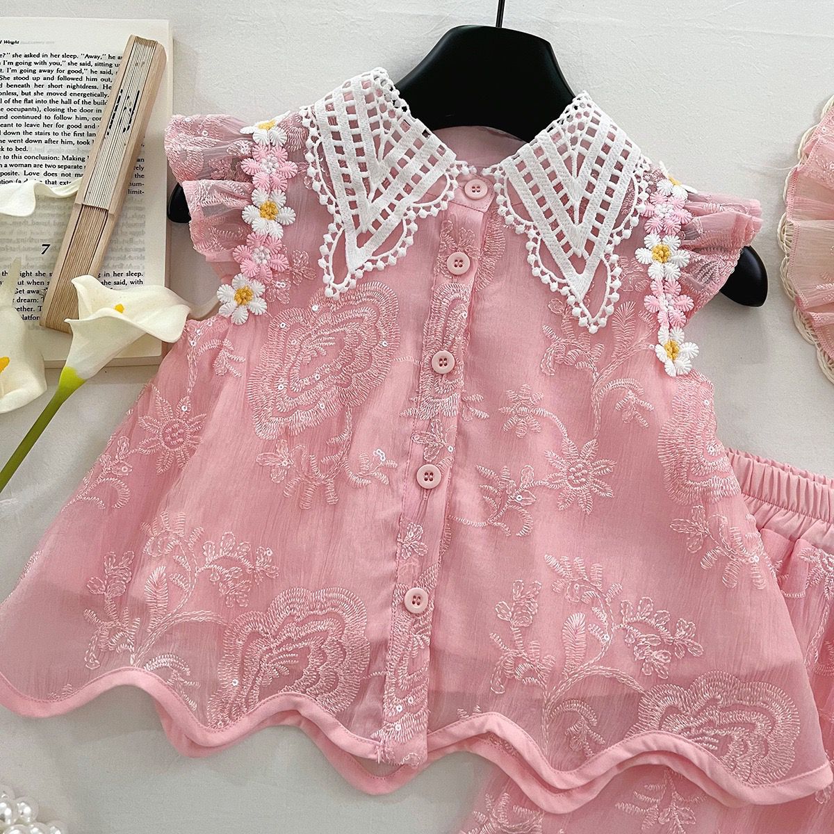 Embroidered Top Lace Shorts - Image 2