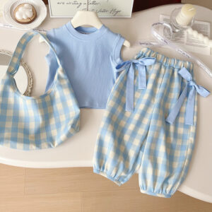 Sleeveless Tee Plaid Pants