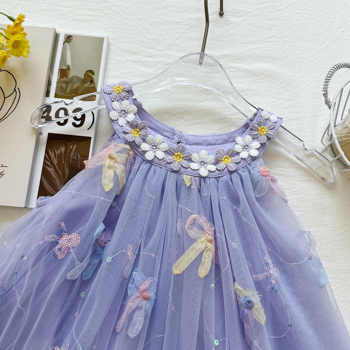 Bowknot Mesh Tank Top Dress - Image 2