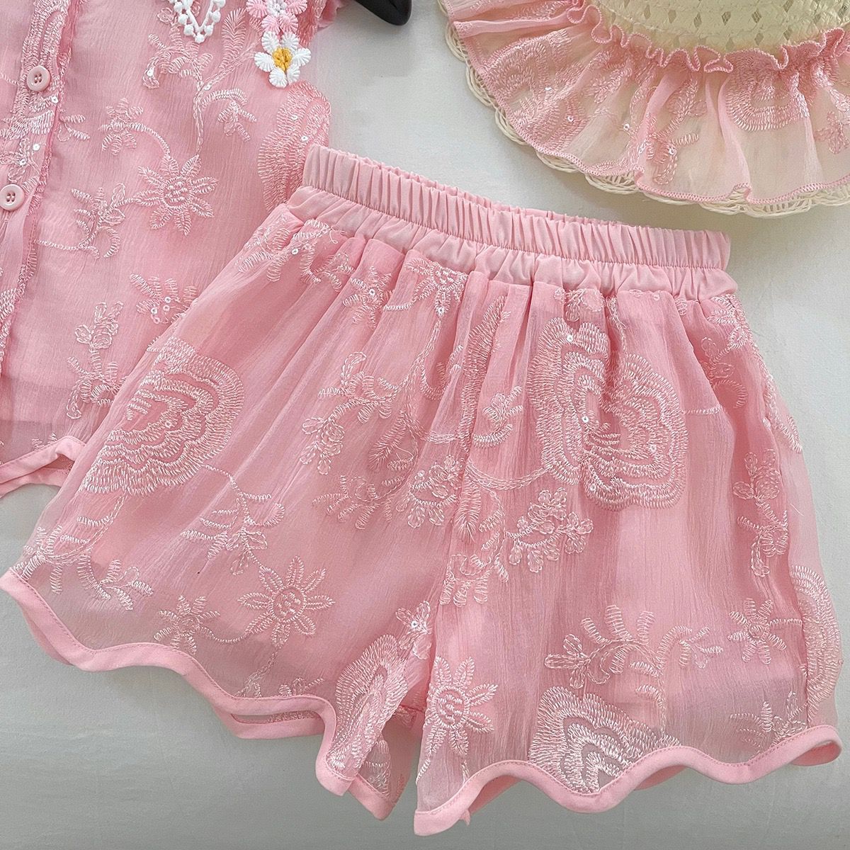 Embroidered Top Lace Shorts - Image 3