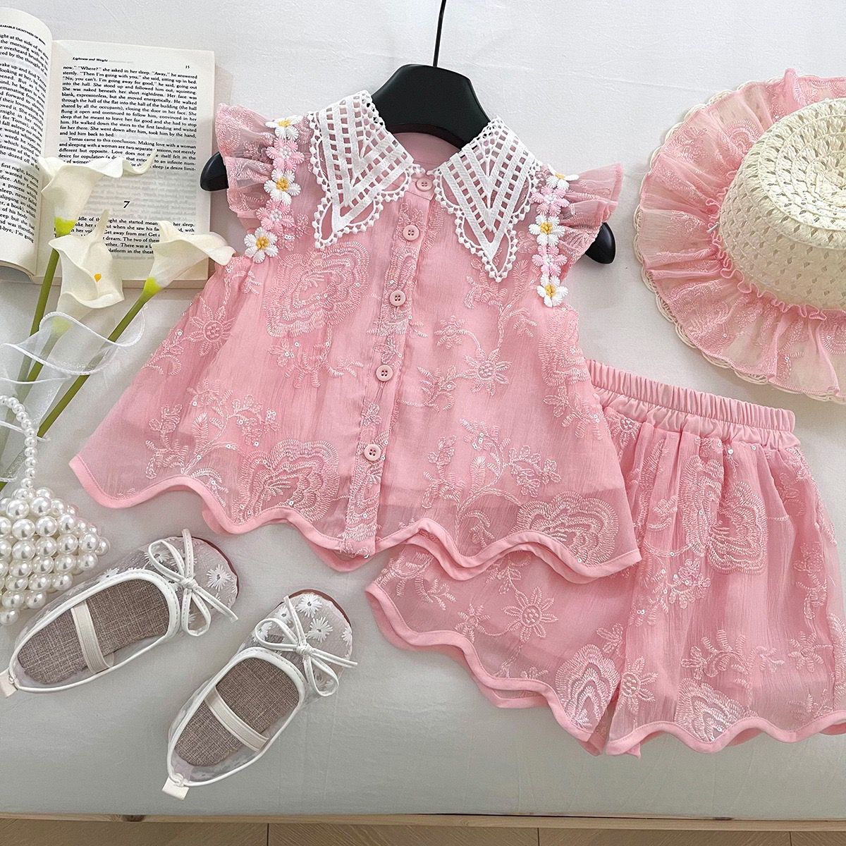 Embroidered Top Lace Shorts