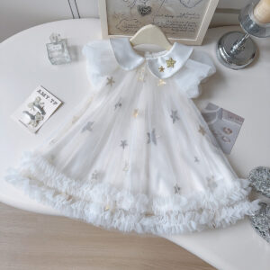 Puff Sleeve Star Sequin Mesh