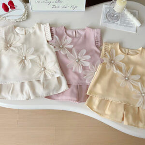 Flower Vest Shirt Shorts suit Children's Princess Two-piece Set