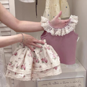 Lace Trim Vest & Skirt