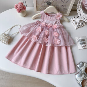 3D Floral Mesh Vest Dress