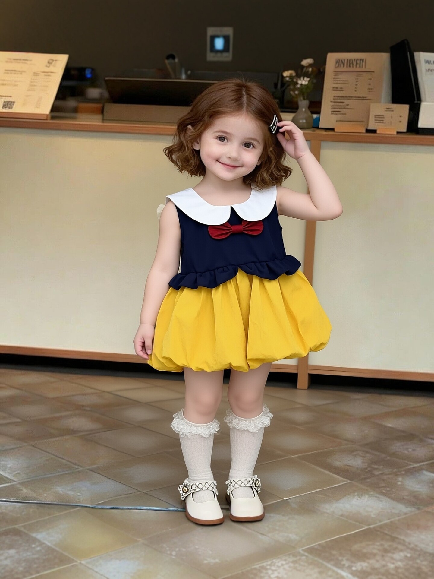Yellow Puffy Girl Dress - Image 3