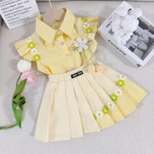 Flower Shirt Top Pleated Skirt