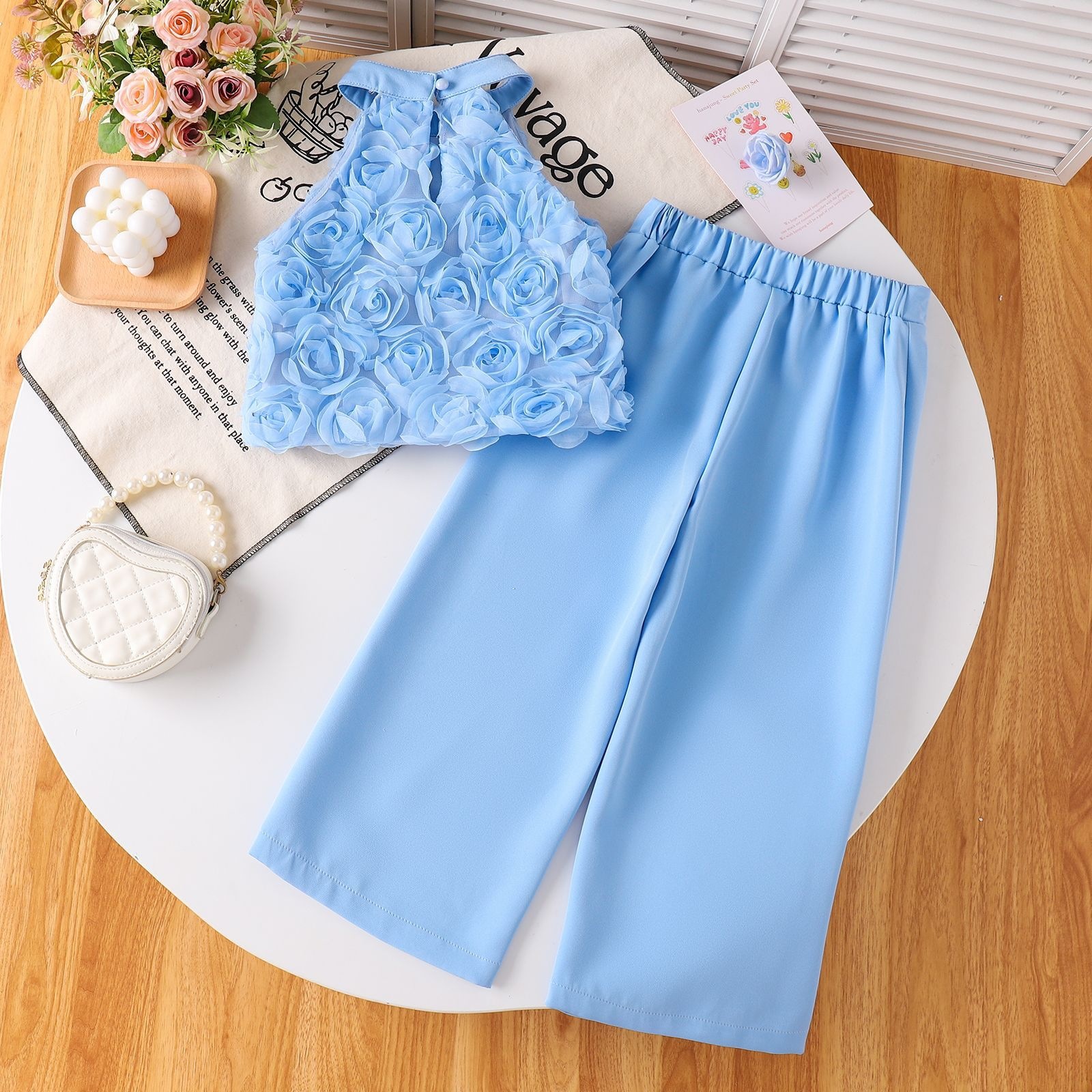 Blue Wide Leg Pants - Image 2