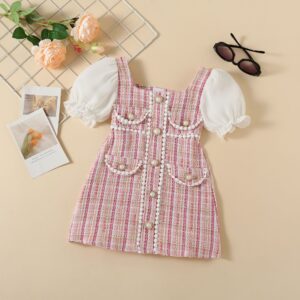 Coarse Tweed Plaid Pearl Buckle