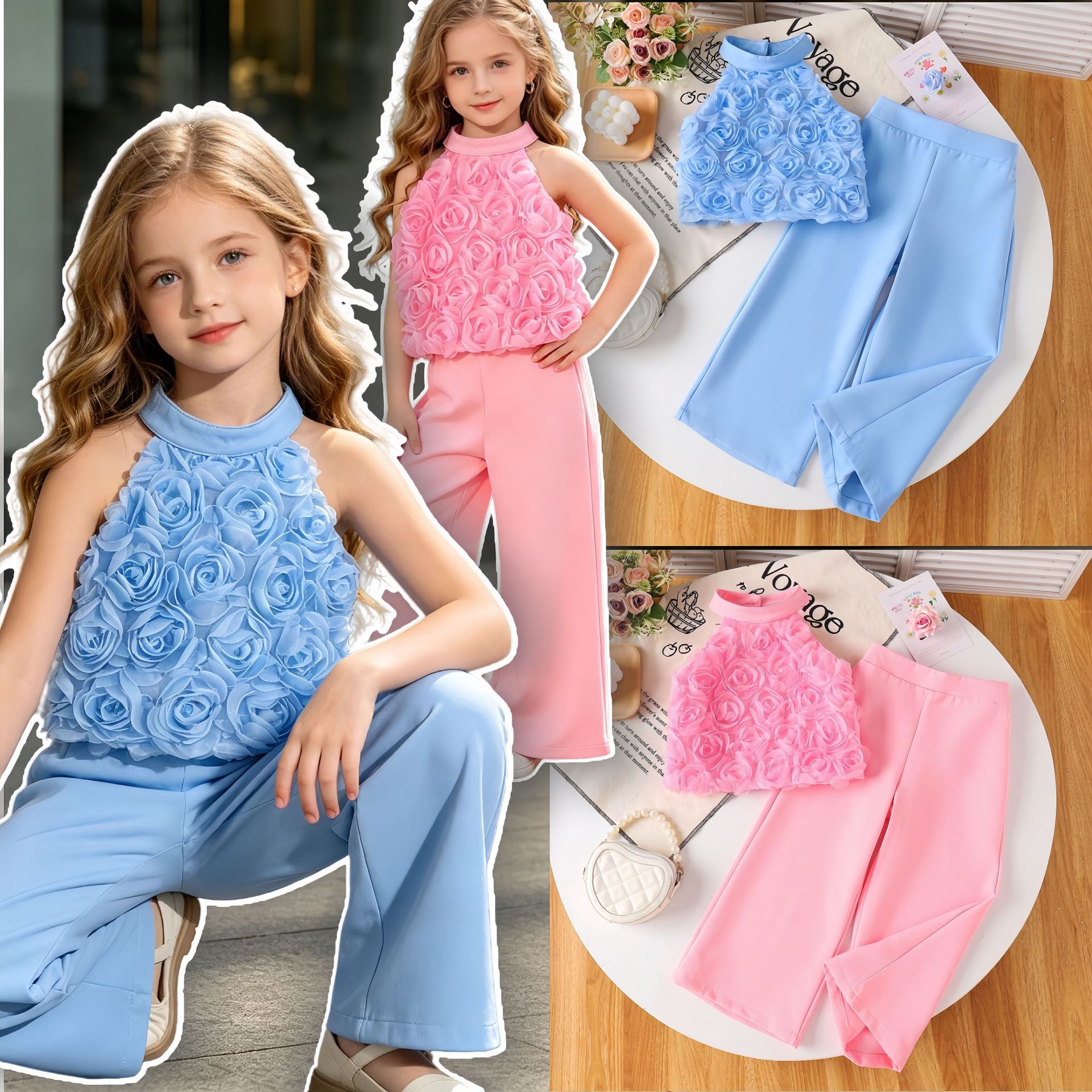 Blue Wide Leg Pants