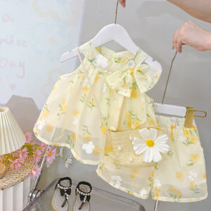 Korean Thin Flower Top Shorts