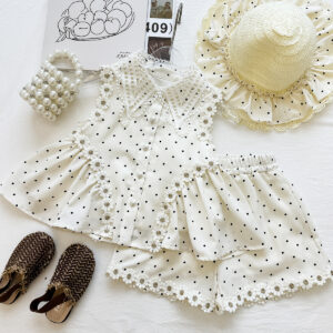 Polka Dot Sleeveless Shirt Lace