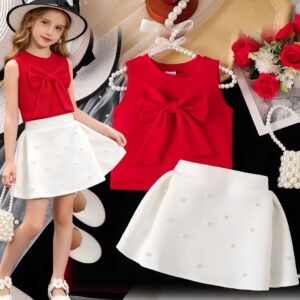 Bow Vest & White Skirt