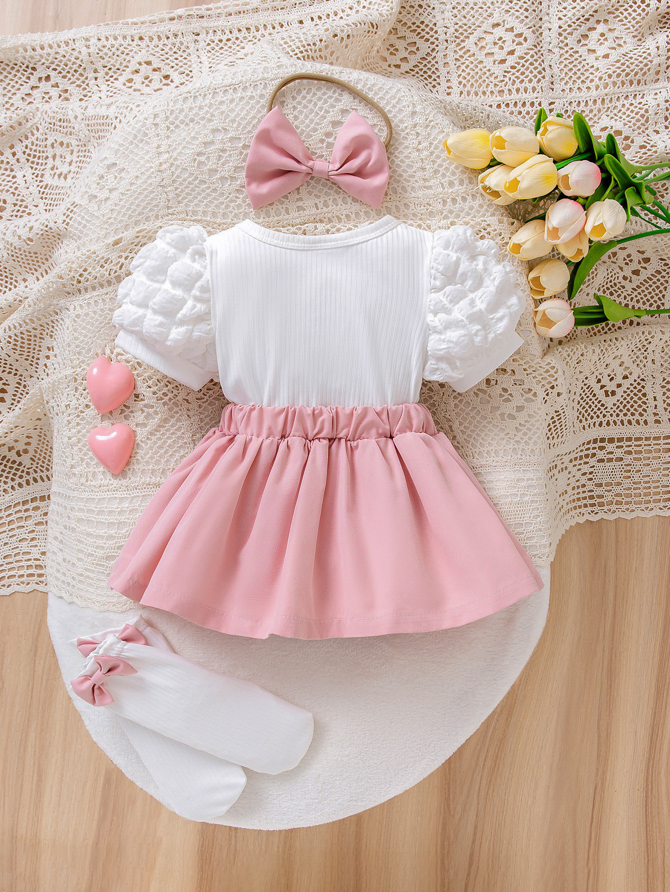 3D Heart Puff Sleeve Romper - Image 2