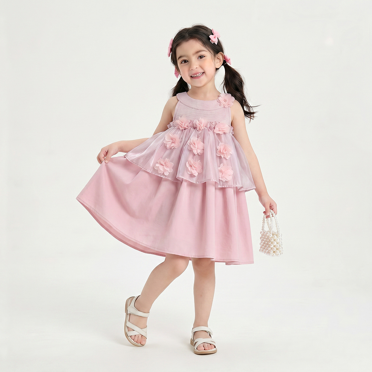 3D Floral Mesh Vest Dress - Image 2