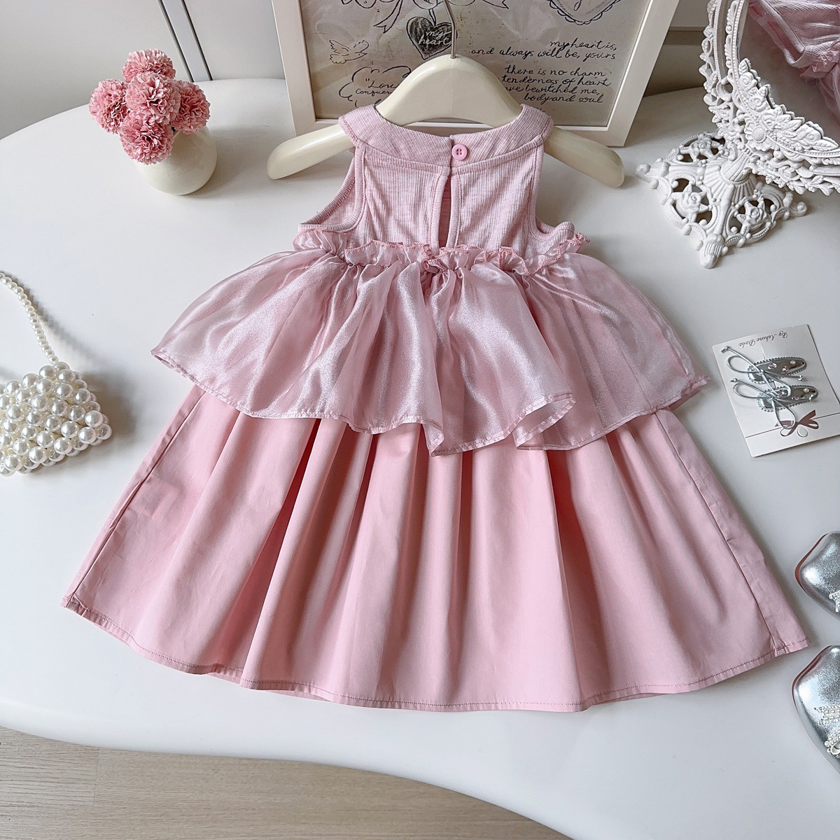 3D Floral Mesh Vest Dress - Image 4